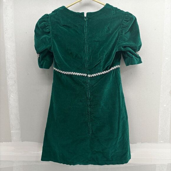 Vintage Handmade Green Felt Kids Dress Chest 26" Length 29" Zip Back Size 6-7 - Picture 3 of 3